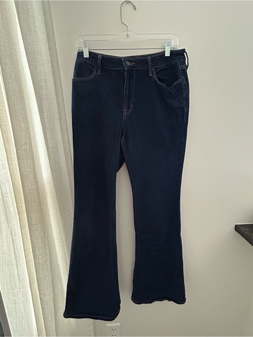 Old Navy Women's Dark Indigo High Rise WOW Flare Jeans Size 10 Long
